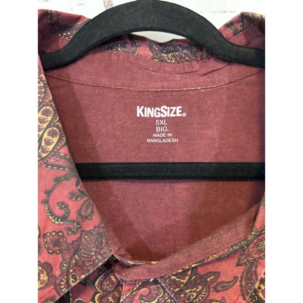 Men's KingSize Button-Up Shirt 5XL Red Floral - Picture 4 of 5